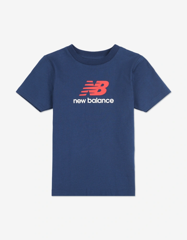 Boys Stacked Logo T-Shirt in Navy
