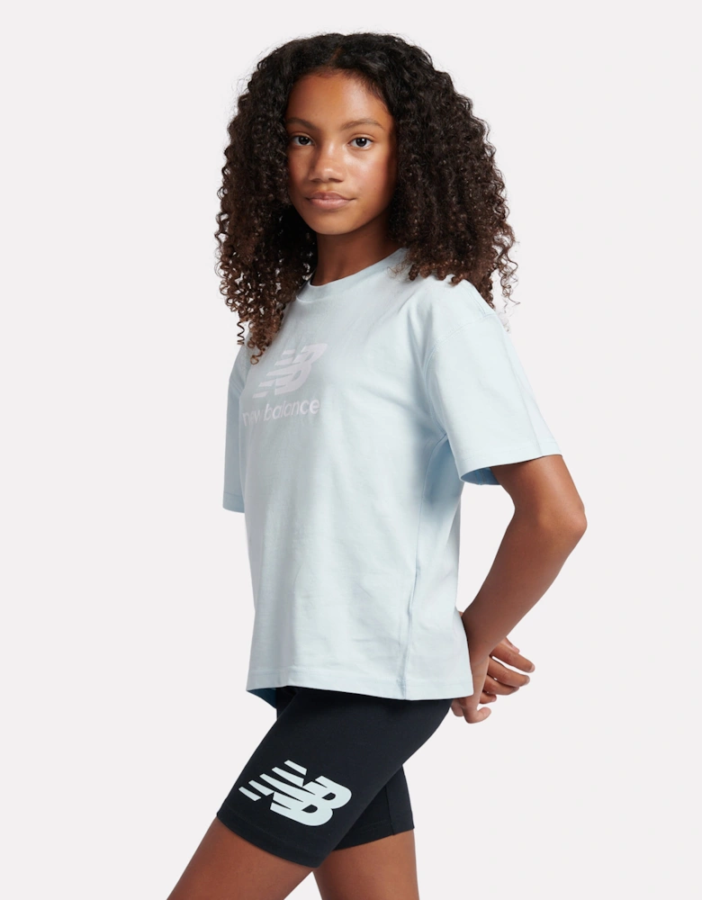 Girls Logo T-Shirt and Cycling Shorts Set in Blue