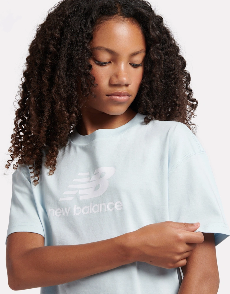 Girls Logo T-Shirt and Cycling Shorts Set in Blue
