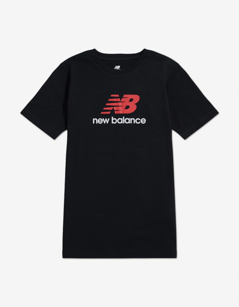 Boys Jersey Stacked Logo T-Shirt in Black