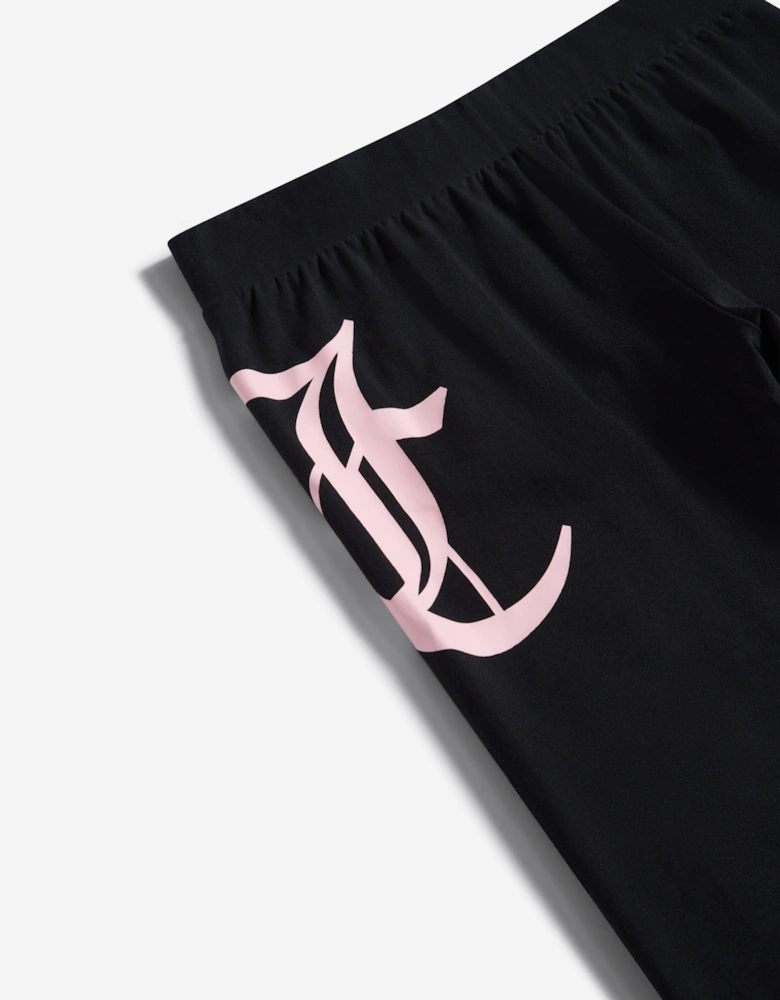 Girls Large Logo Leggings in Black
