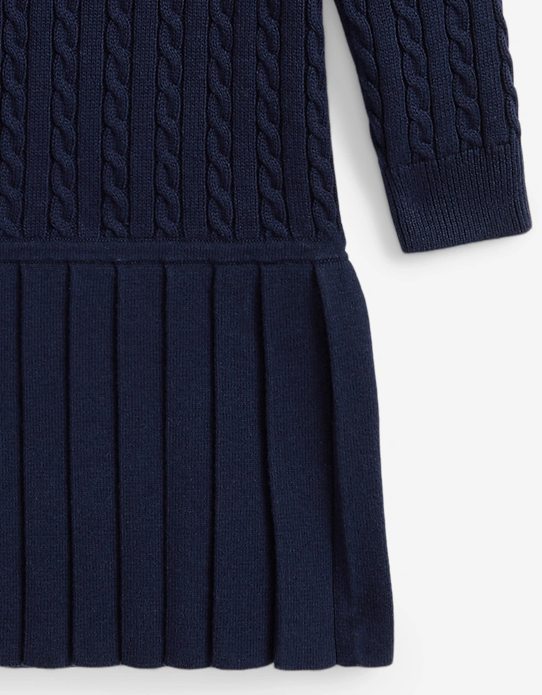 Baby Girls Cable Knit Dress in Navy