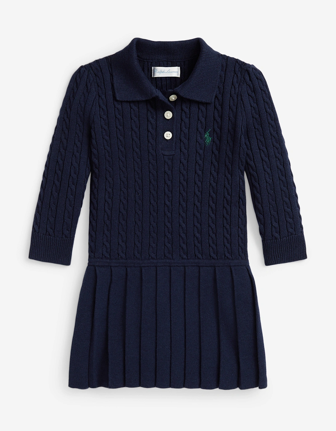 Baby Girls Cable Knit Dress in Navy, 5 of 4
