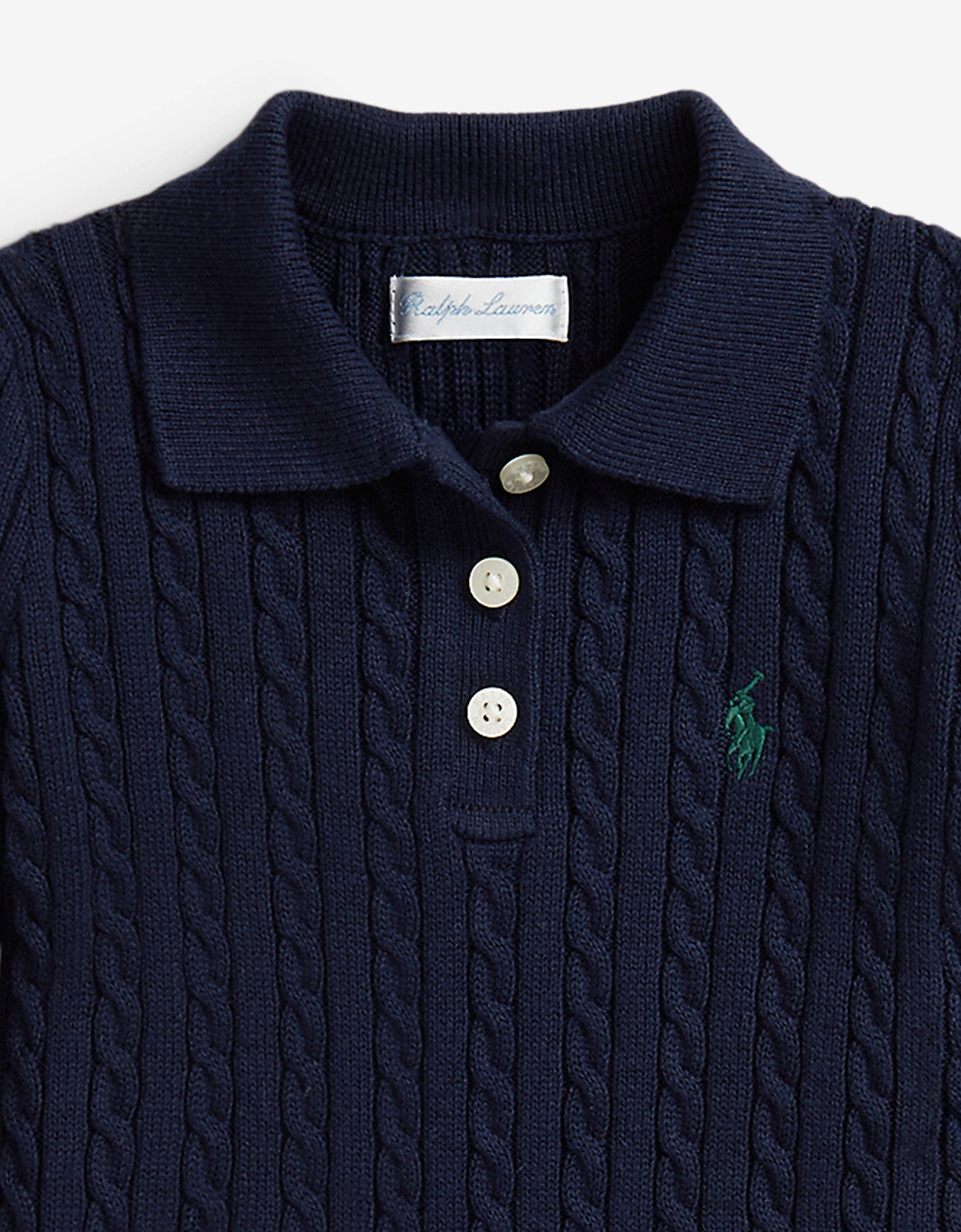 Baby Girls Cable Knit Dress in Navy