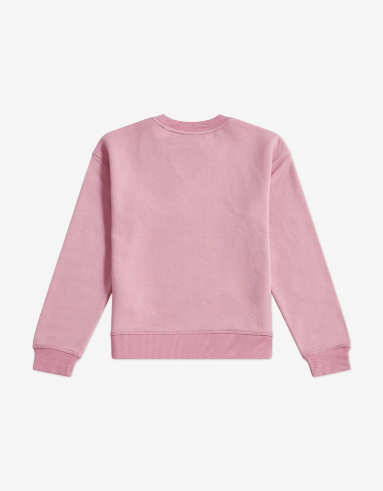 Girls French Terry Small Logo Sweatshirt in Pink