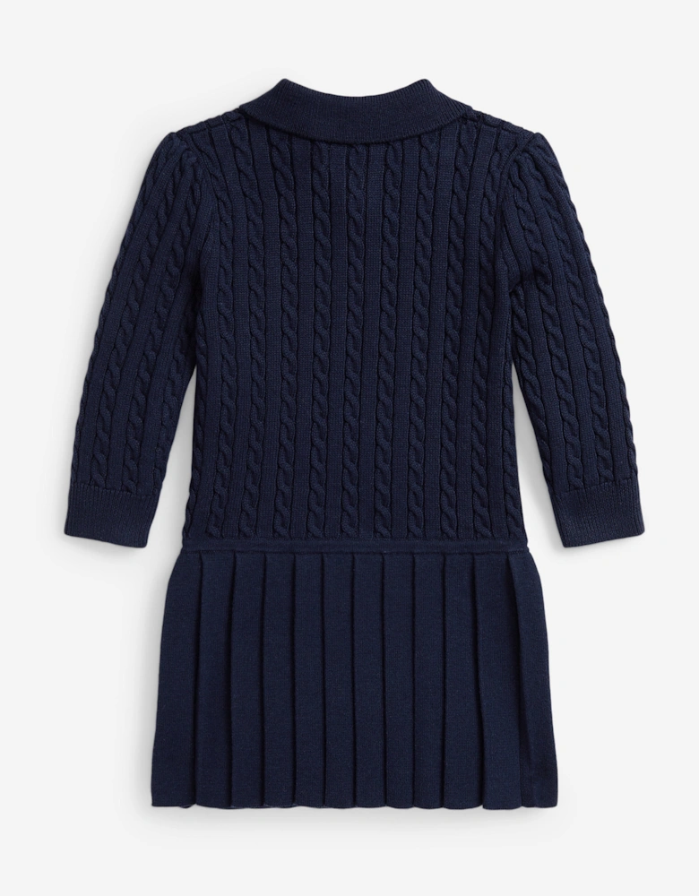 Baby Girls Cable Knit Dress in Navy