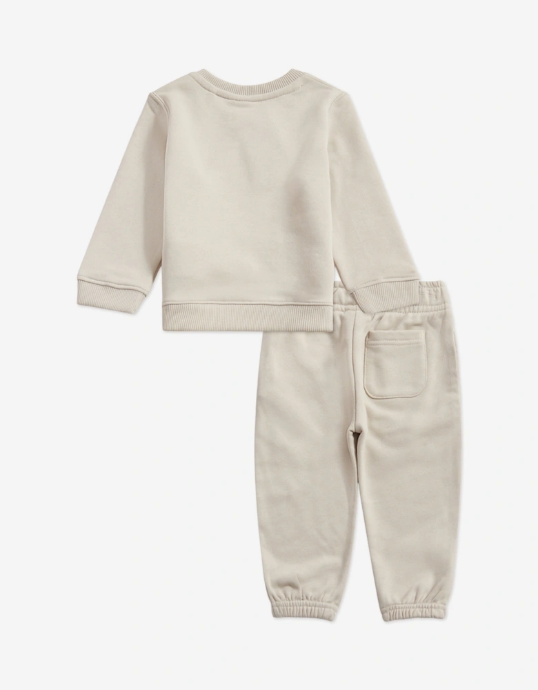 Boys Logo Tracksuit in Beige