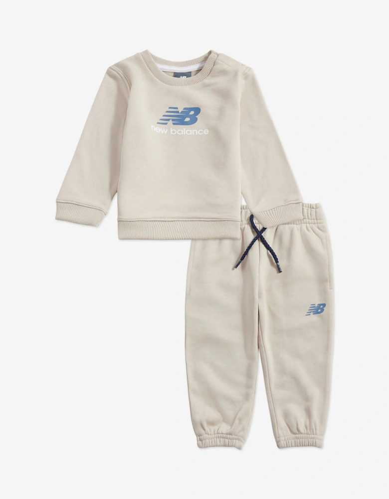 Boys Logo Tracksuit in Beige
