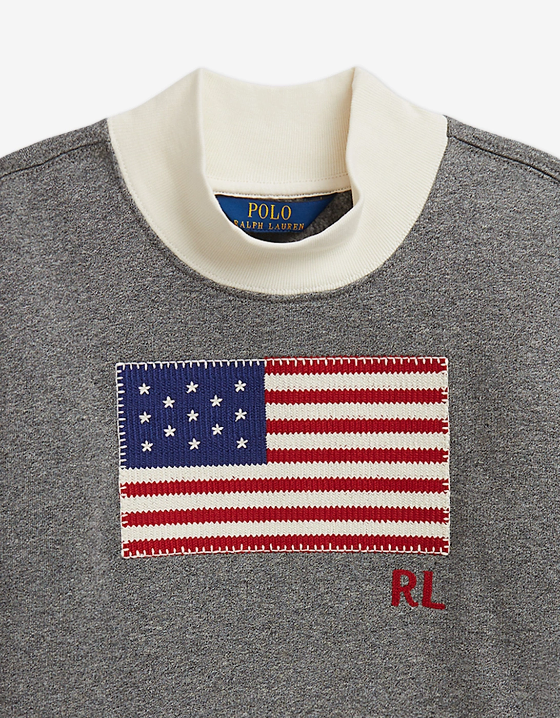 Girls USA Flag Sweatshirt in Grey