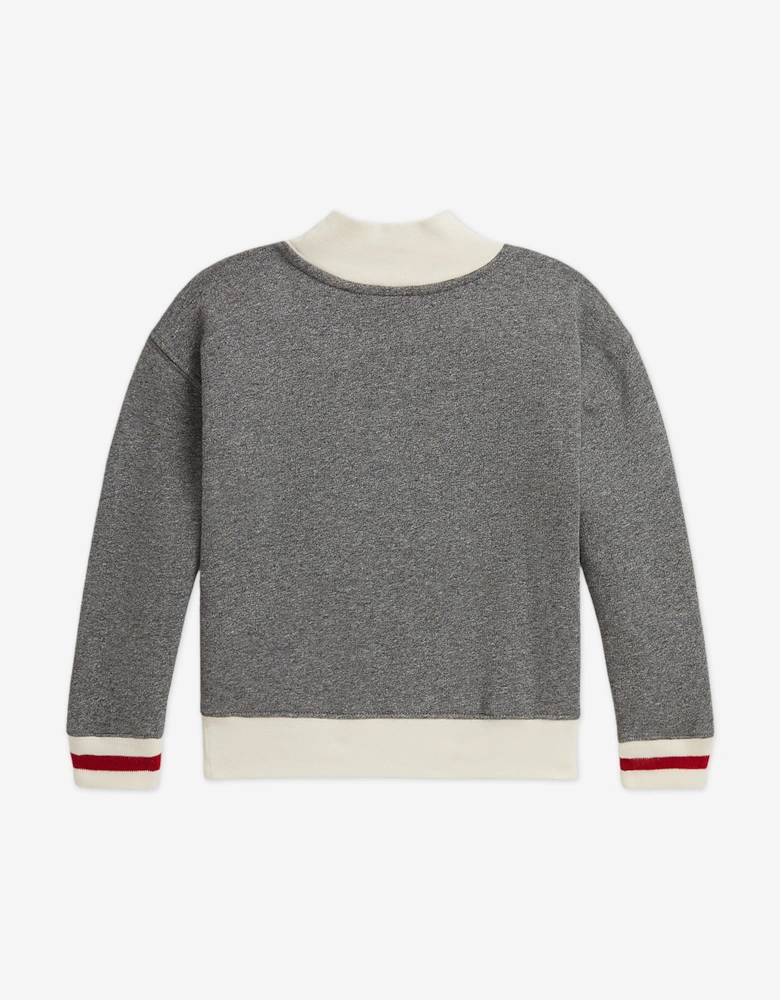 Girls USA Flag Sweatshirt in Grey