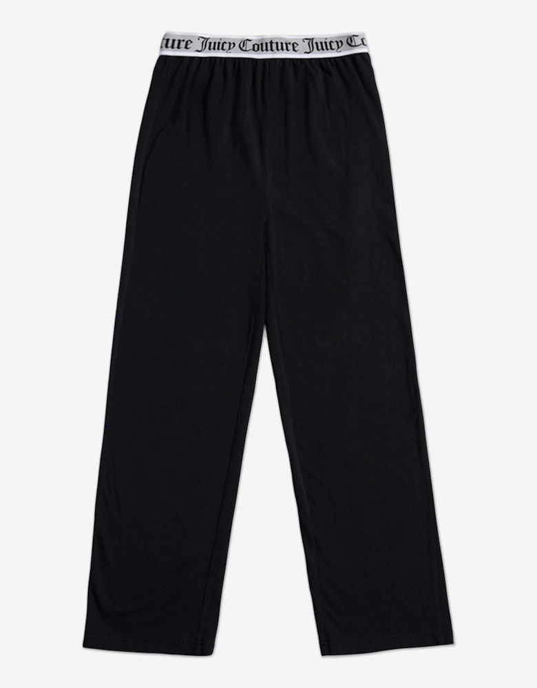 Girls Crop Vest and Wide Leg Pyjama Set in Black