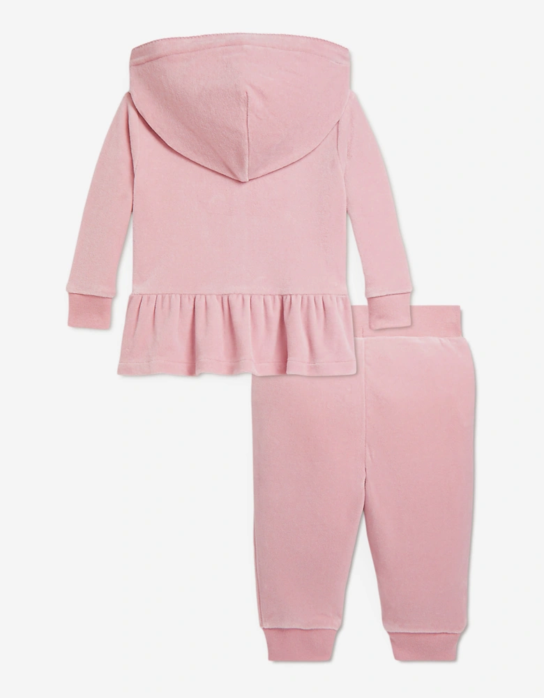Baby Girls Velour Logo Tracksuit in Pink
