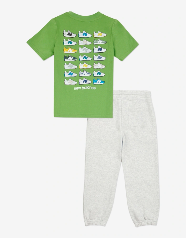 Boys 327 Multi Graphic T-Shirt and Joggers Set in Green