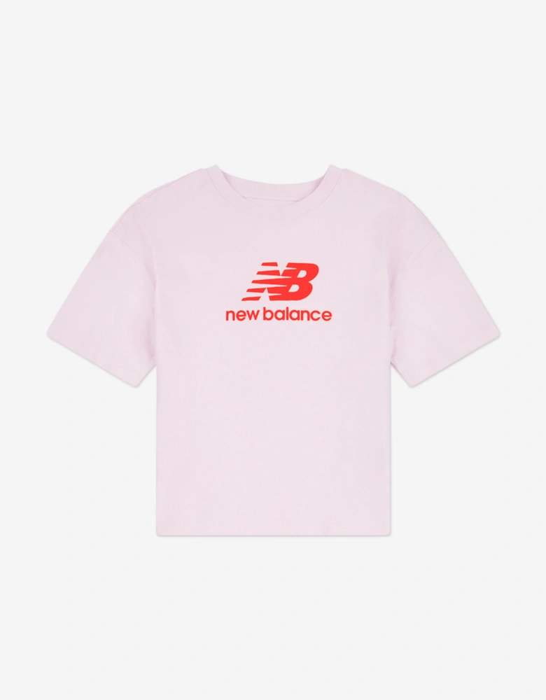 Girls Logo T-Shirt and Cycling Shorts Set in Pink