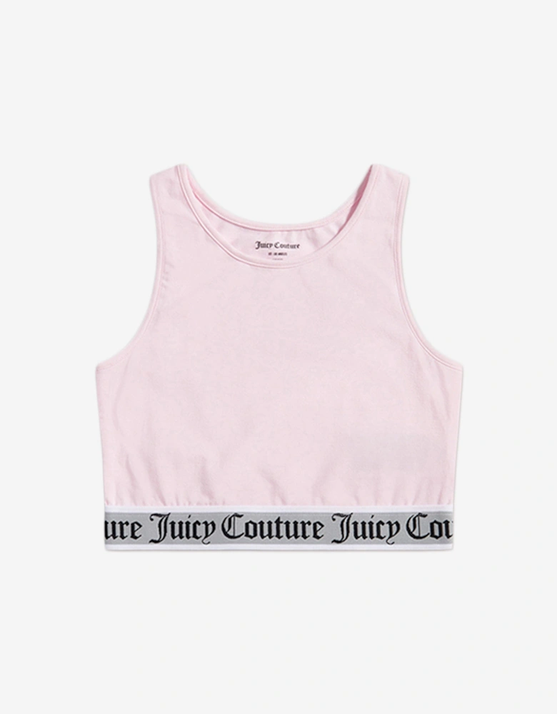Girls Crop Vest and Wide Leg Pyjama Set in Pink