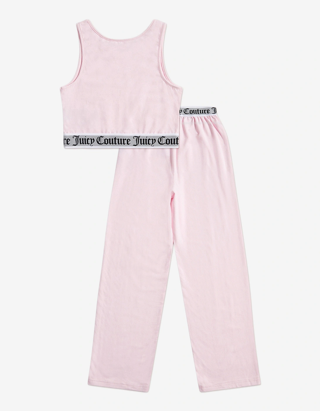 Girls Crop Vest and Wide Leg Pyjama Set in Pink