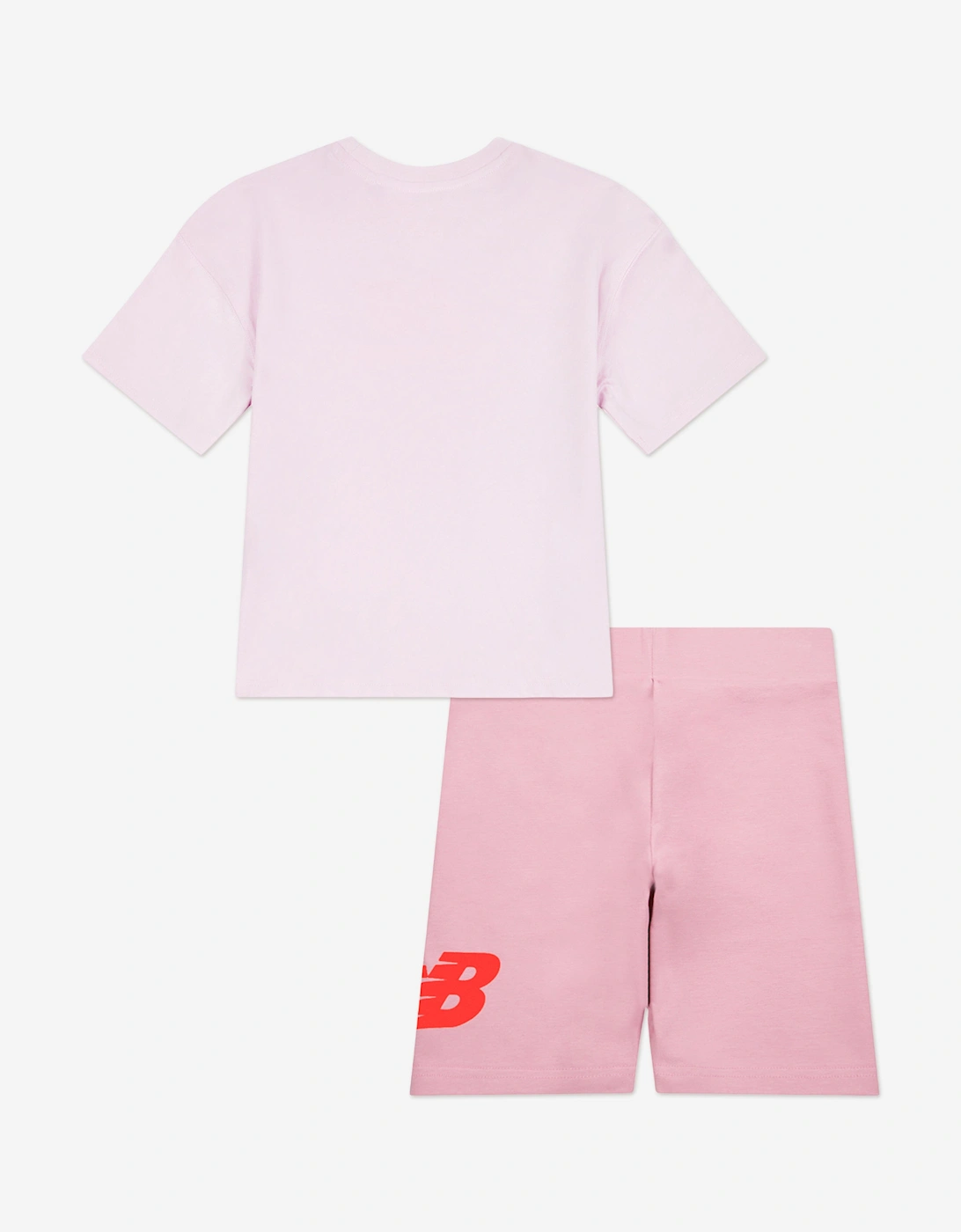 Girls Logo T-Shirt and Cycling Shorts Set in Pink
