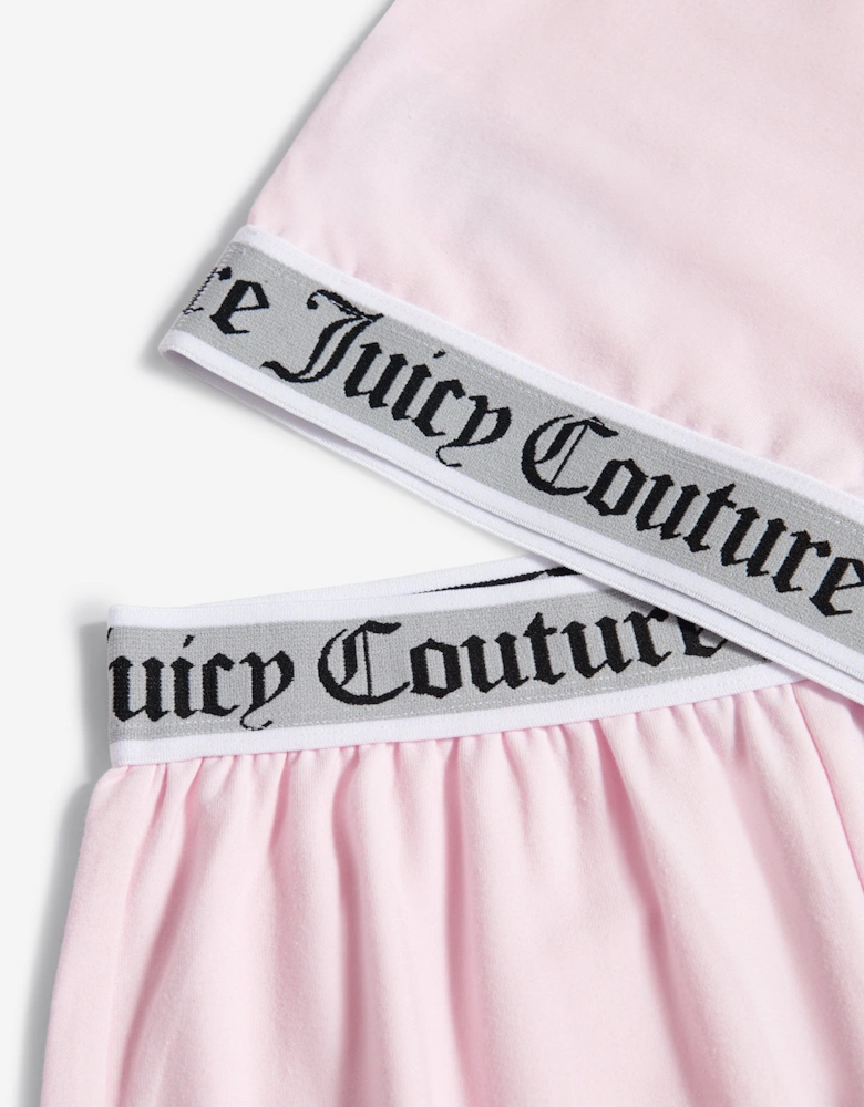 Girls Crop Vest and Wide Leg Pyjama Set in Pink