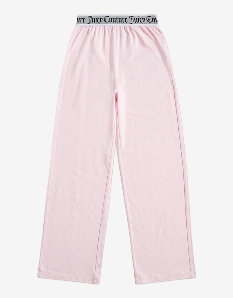 Girls Crop Vest and Wide Leg Pyjama Set in Pink