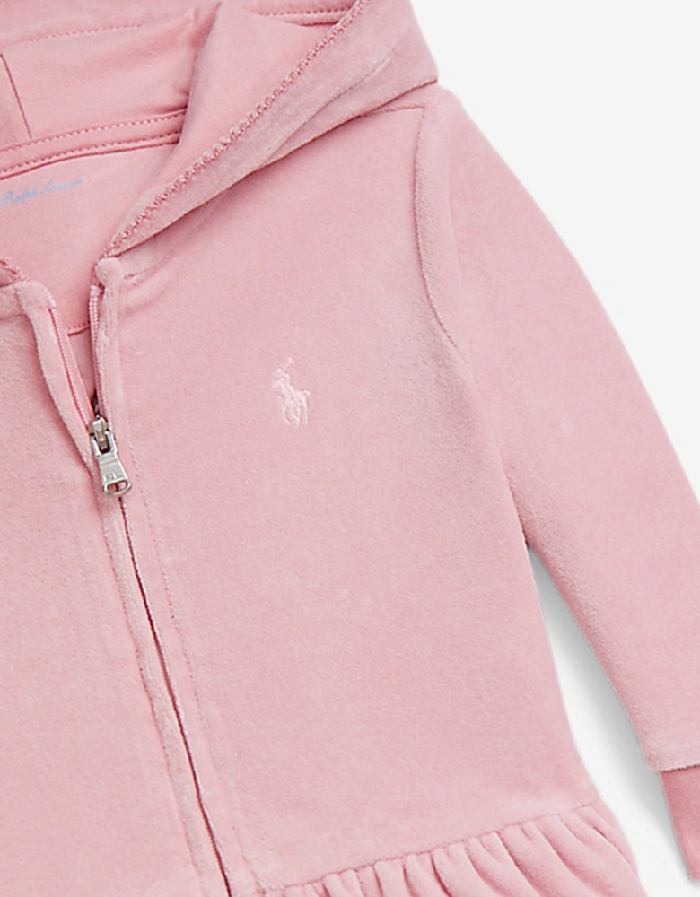 Baby Girls Velour Logo Tracksuit in Pink