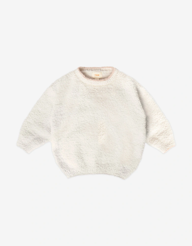 7AM Enfant Baby Fuzzy Boxy Sweater in Ivory