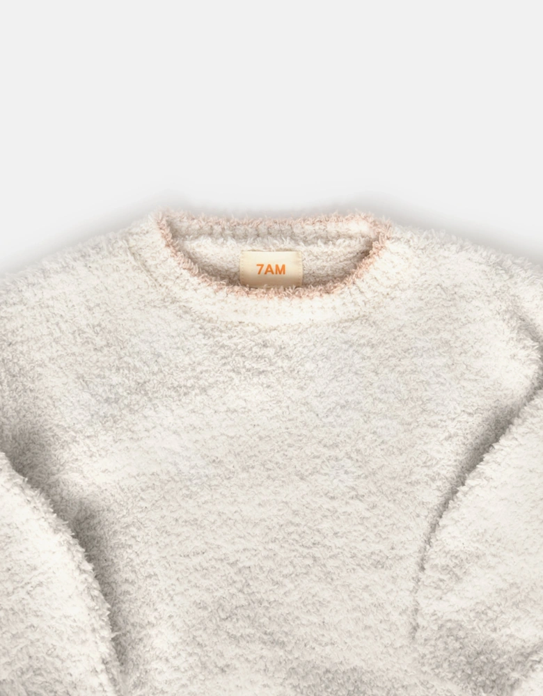7AM Enfant Baby Fuzzy Boxy Sweater in Ivory