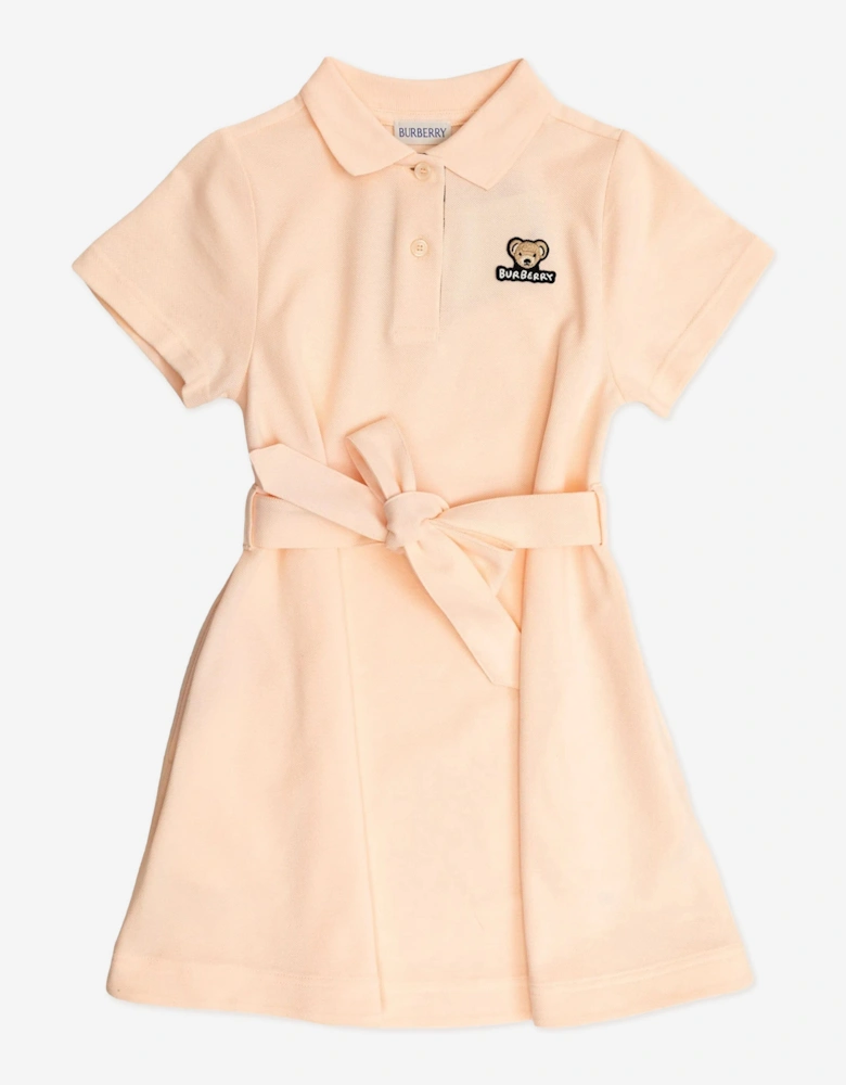 Girls Astrid Bear Polo Dress in Pink