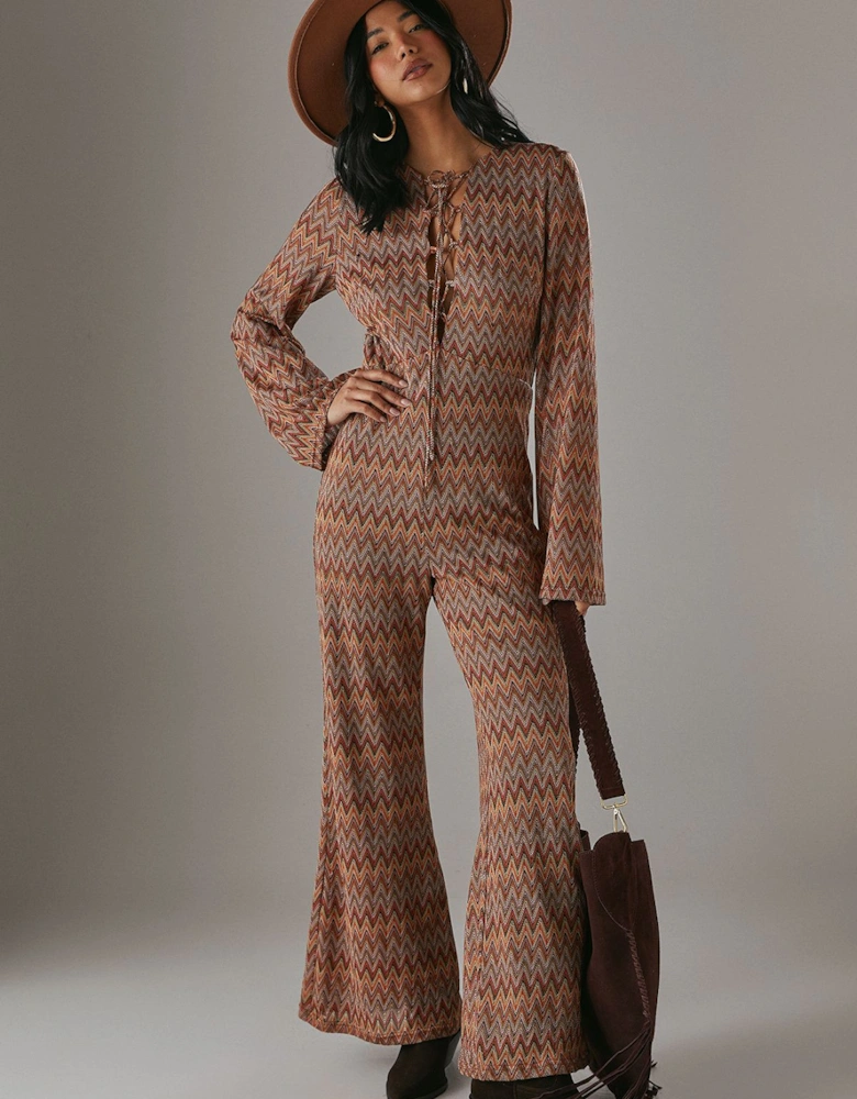 Crochet Lattice Front Retro Jumpsuit