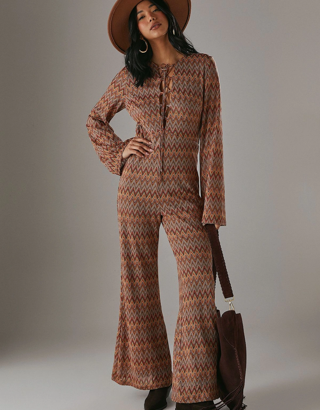 Crochet Lattice Front Retro Jumpsuit, 2 of 1