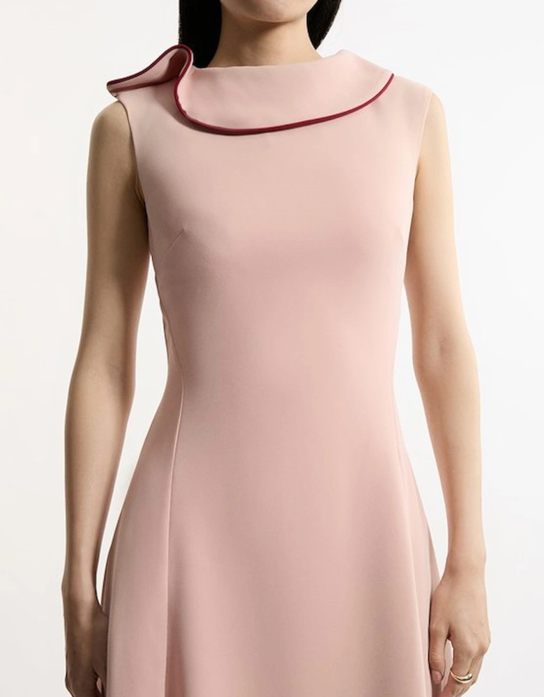 Tall Soft Tailored Tipped Fluid Asymmetric Hem Midi Dress
