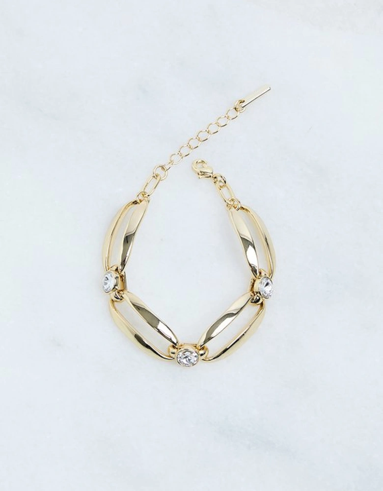 Hand Set European Crystal Ellipse Chain Bracelet