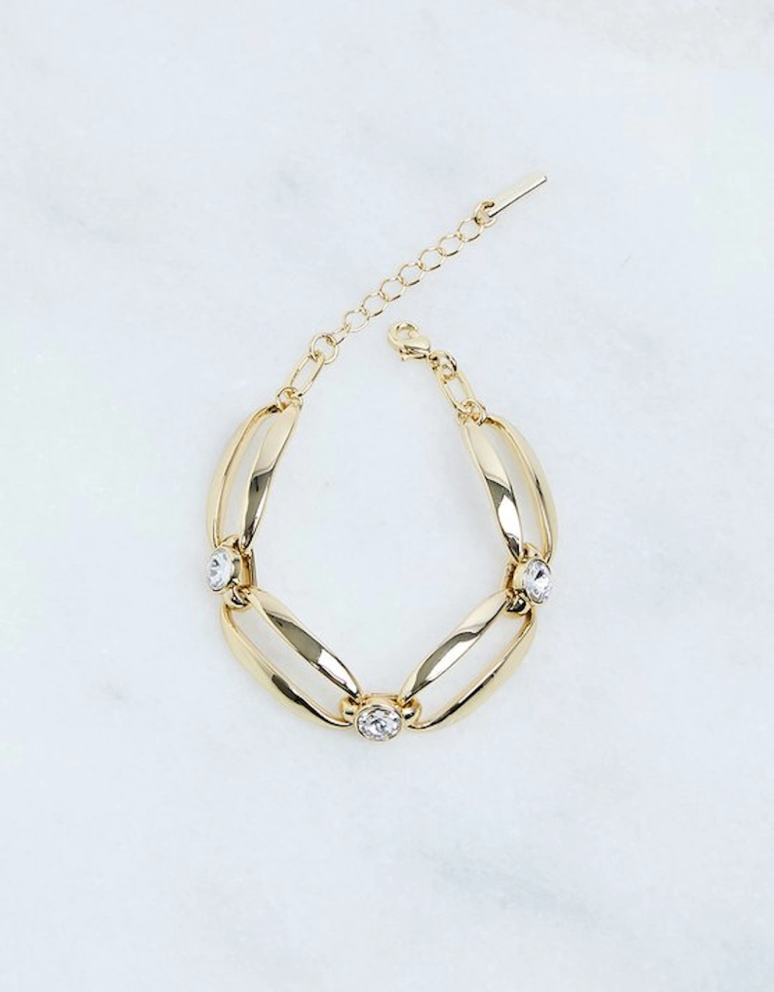 Hand Set European Crystal Ellipse Chain Bracelet