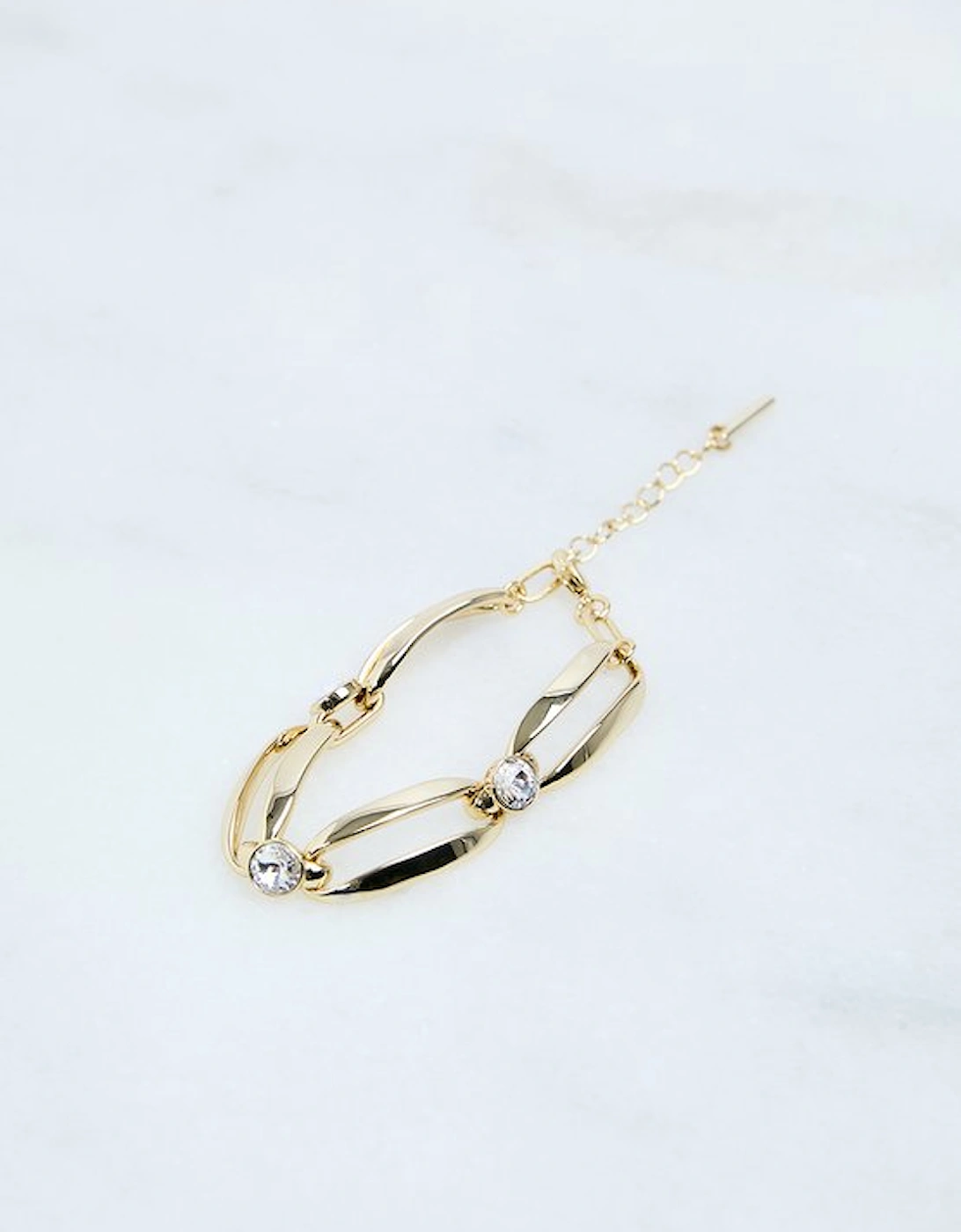 Hand Set European Crystal Ellipse Chain Bracelet