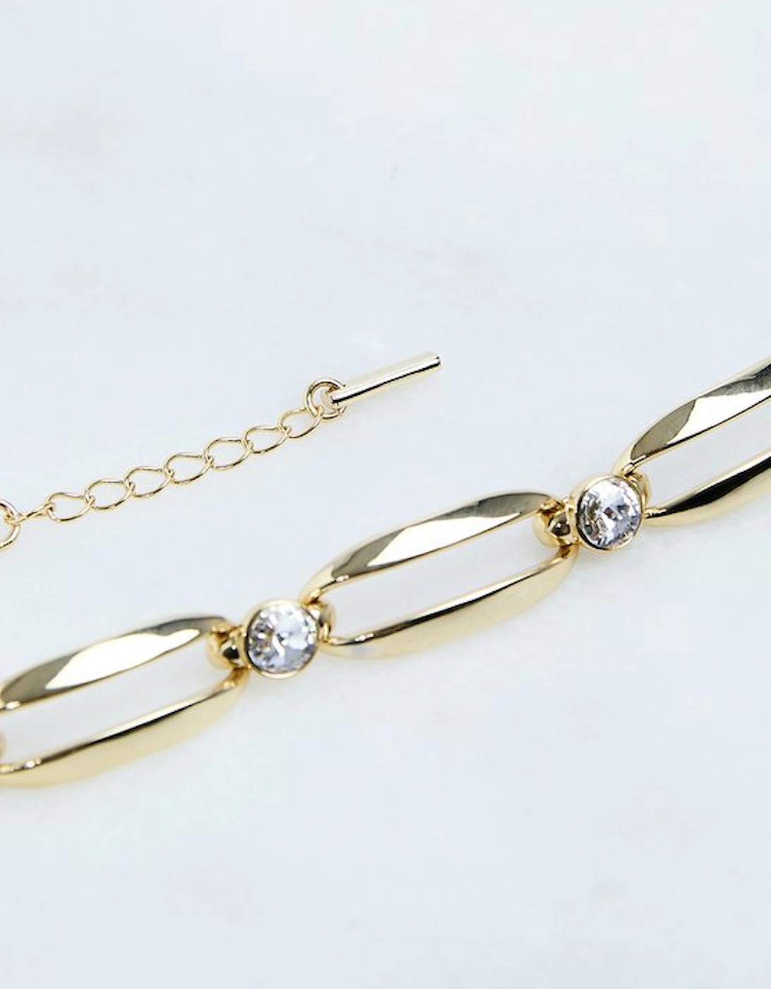 Hand Set European Crystal Ellipse Chain Bracelet