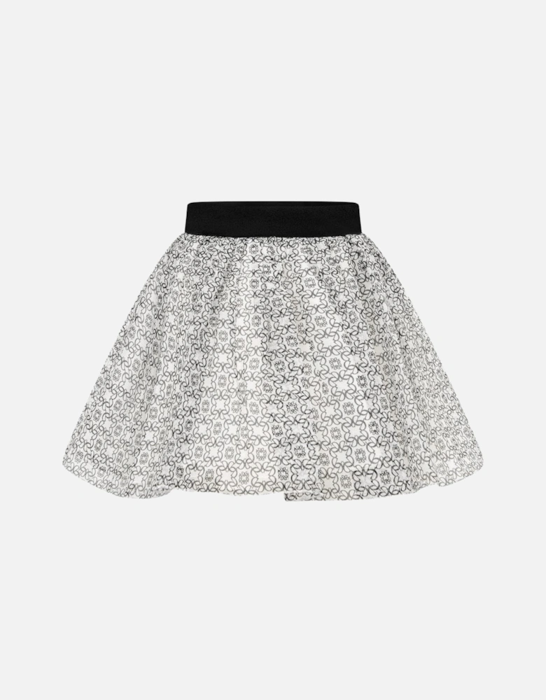Girls Ivory & Black Silk Skirt