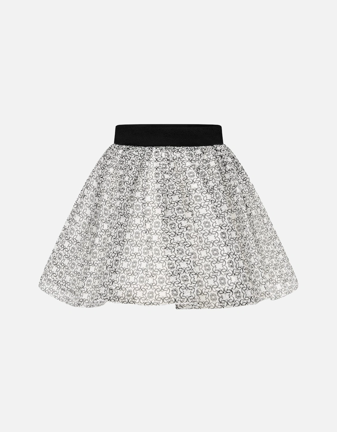 Girls Ivory & Black Silk Skirt