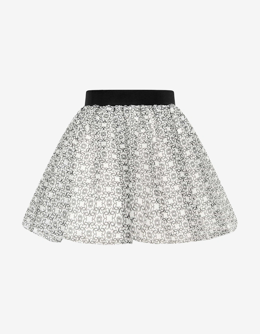 Girls Ivory & Black Silk Skirt