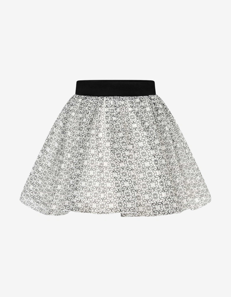 Girls Ivory & Black Silk Skirt