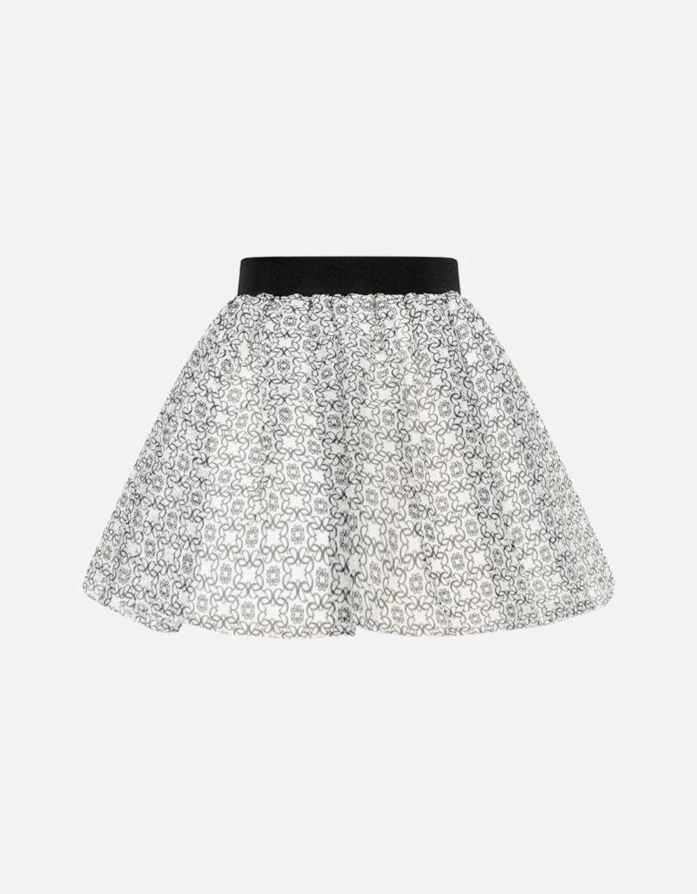 Girls Ivory & Black Silk Skirt