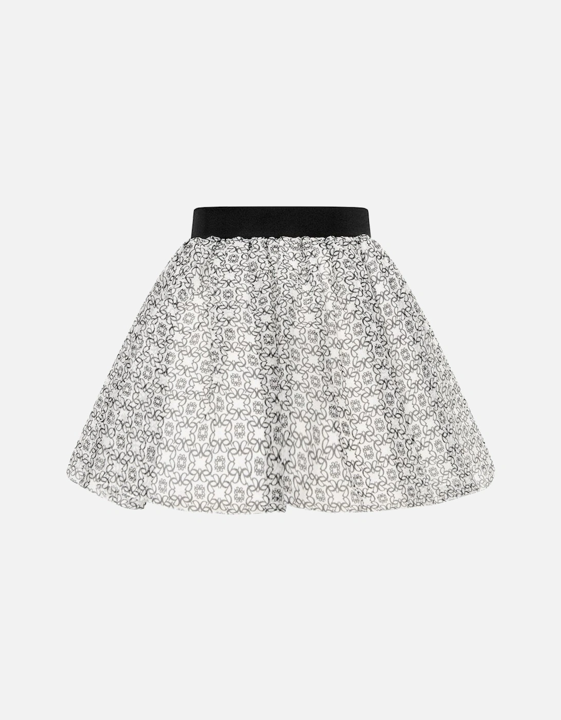 Girls Ivory & Black Silk Skirt