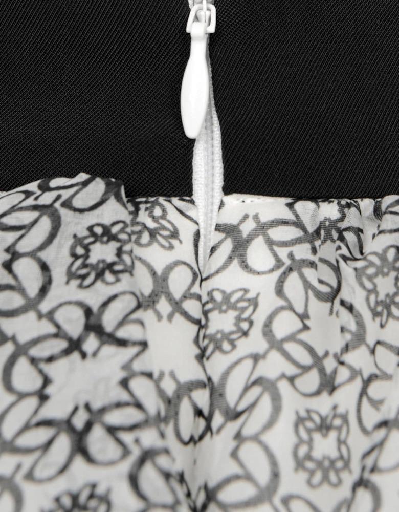 Girls Ivory & Black Silk Skirt