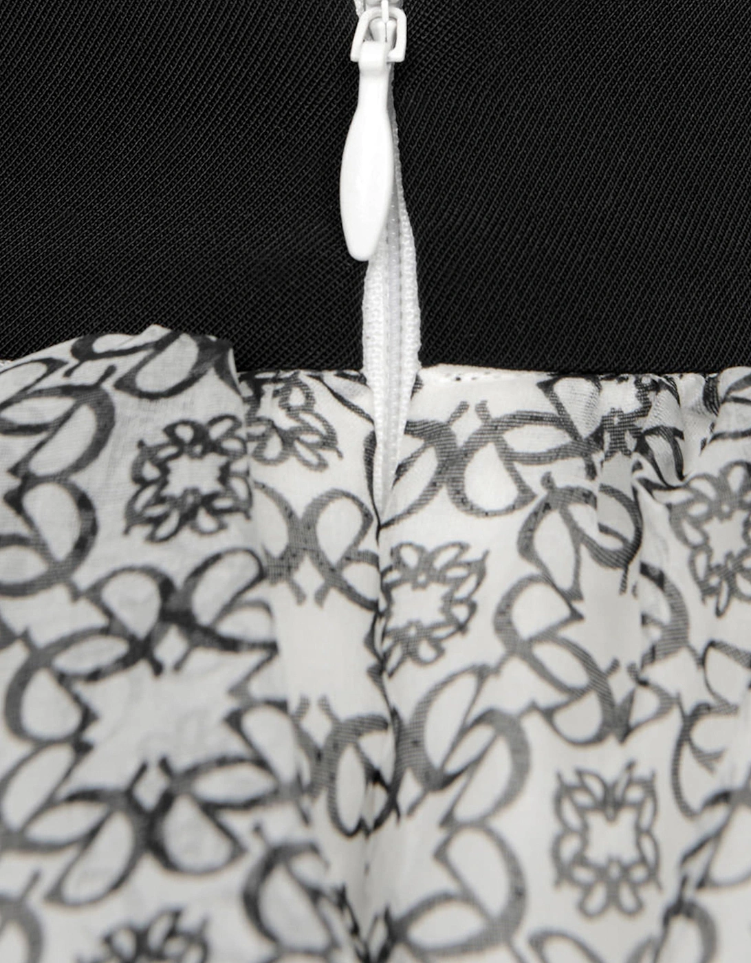 Girls Ivory & Black Silk Skirt