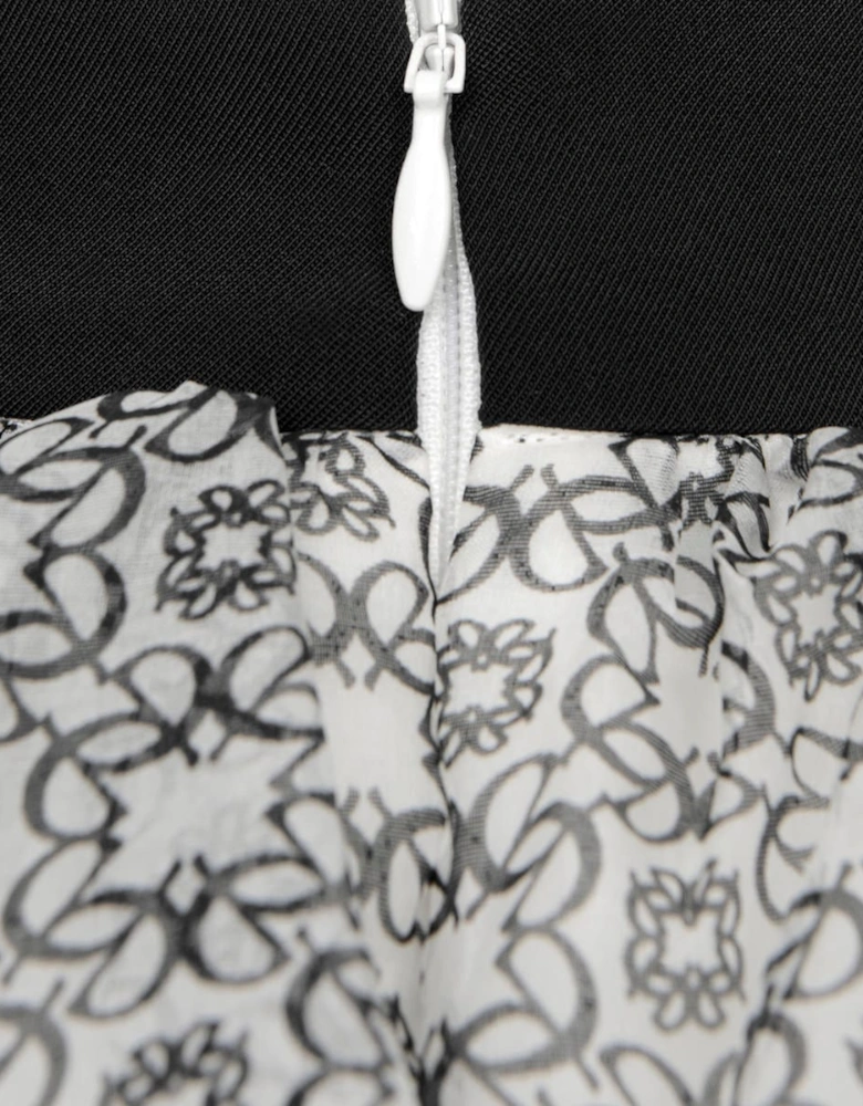 Girls Ivory & Black Silk Skirt