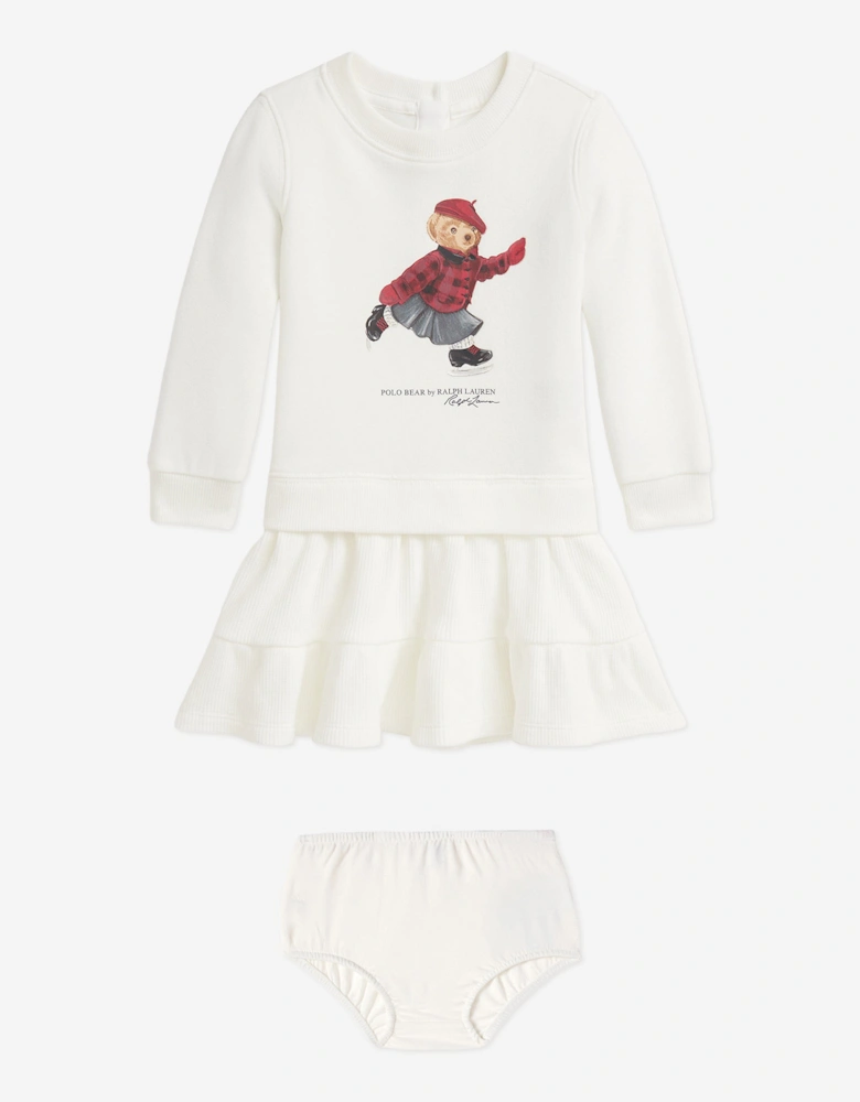 Baby Girls Polo Bear Sweater Dress in Ivory