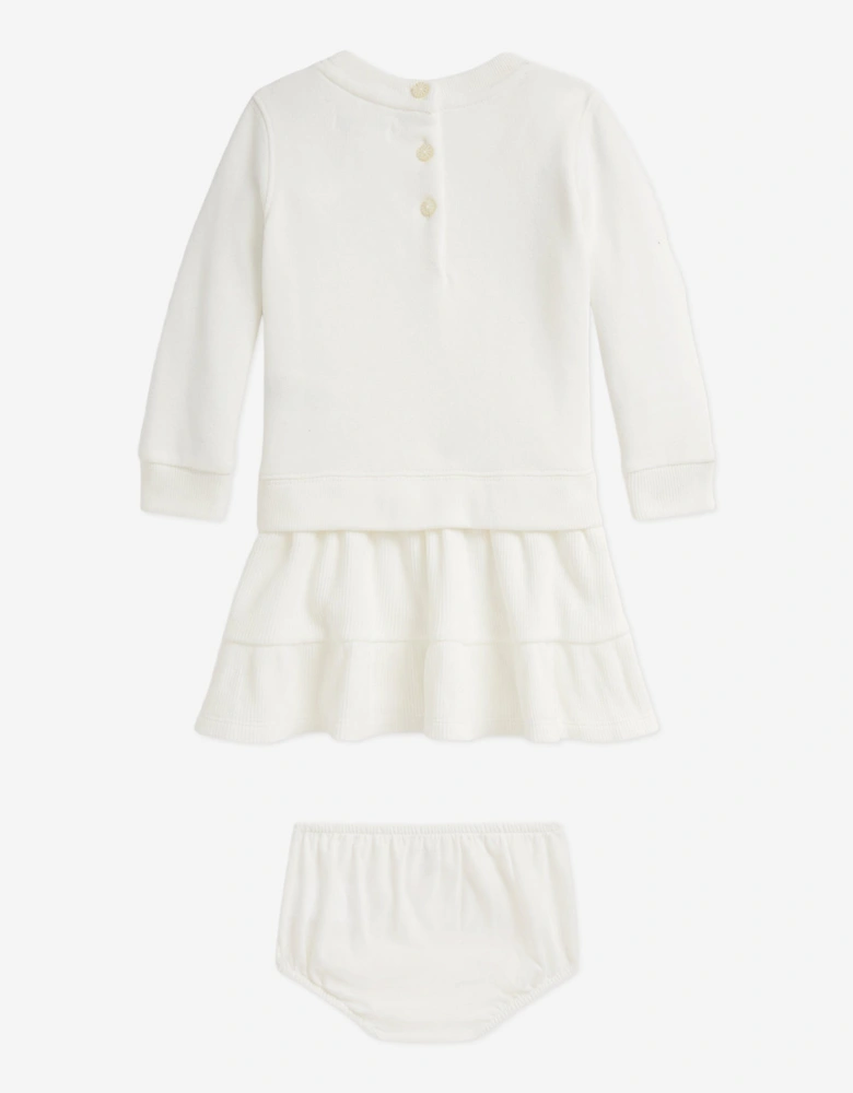 Baby Girls Polo Bear Sweater Dress in Ivory