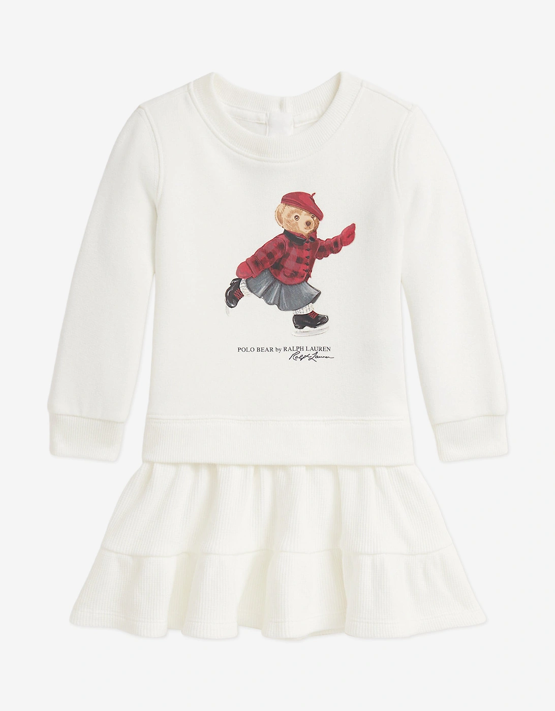 Baby Girls Polo Bear Sweater Dress in Ivory