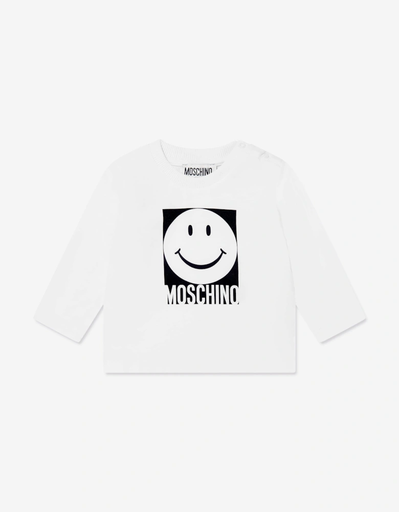 Baby Smiley Face Long Sleeve T-Shirt in White