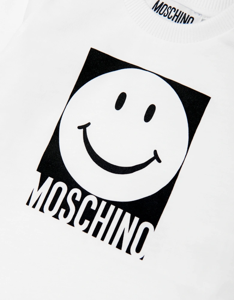 Baby Smiley Face Long Sleeve T-Shirt in White