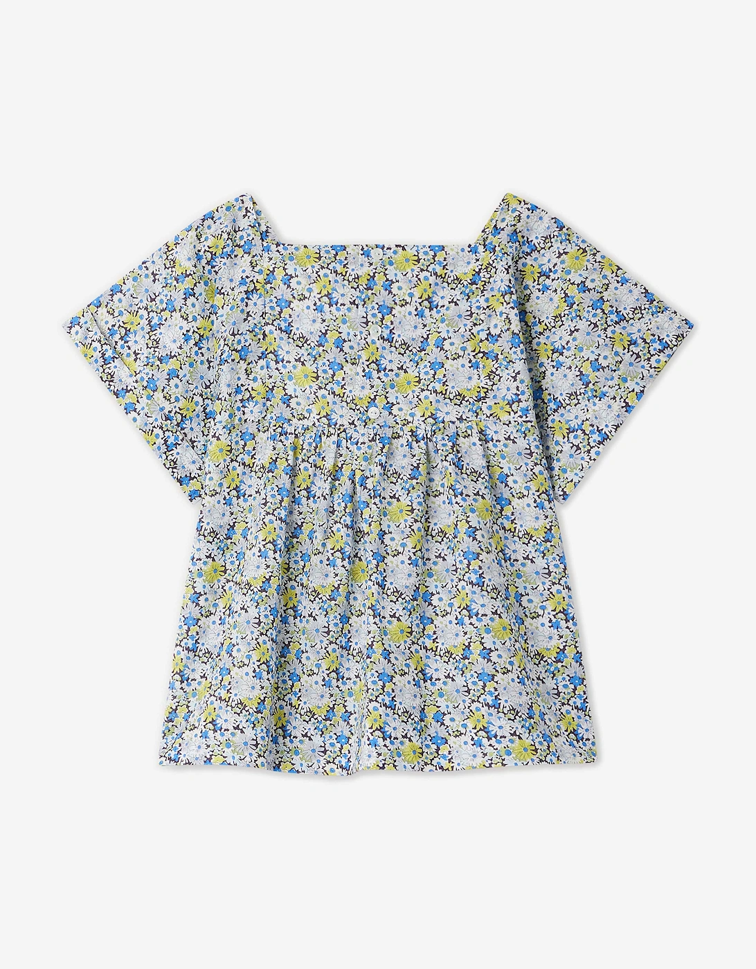 Girls Pays Smocked Blouse in Blue