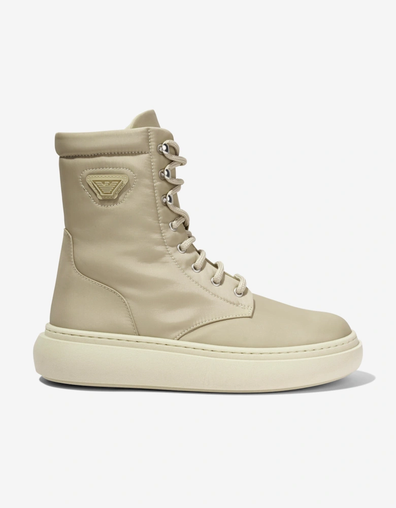 Boys Lace Up Boots in Beige